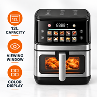 Friteuse à air carrée moderne sans huile de 12 L avec écran couleur et fenêtre de visualisation, fonctions de cuisson et de grillade pour la cuisine domestique