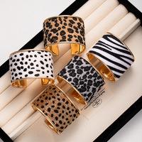 Bracelet jonc large léopard couleur café, plaqué électrolytique, style exagéré, tendance, créatif et mode, pour le marché international