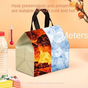 Takeaway Non-Woven Insulated Portable Cooler Bag with Zipper Closure Foldable Handled Milk Tea Catering Heat/Cold Preservation - Product Image 3