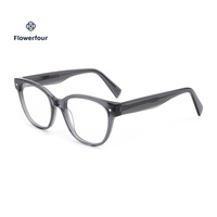 Montures de lunettes rondes en acétate Flowerfour avec logo personnalisé et rivets, lunettes optiques pour adultes unisexes, lunettes à monture complète