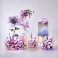 Kunstbloemen Handgemaakte kunststof bloemstukken Licht-luxe High-end paarse bruidsboeketten Premium esthetiek Perfect