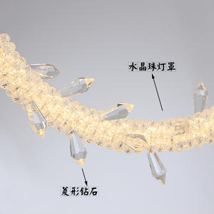 Luminaire suspendu minimaliste en cristal nordique tout en cuivre, tendance luxueuse, cordon long personnalisé, lampe de chevet pour chambre principale - Product Image 3