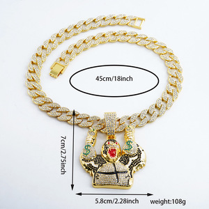 <span class=keywords><strong>Rappeur</strong></span> Offre Spéciale 15mm Hip Hop Diamant Cubain Collier et Gorille Pendentif Chaînes De Mode Colliers - Product Image 3