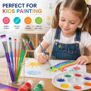 Ensemble de pinceaux de couleurs arc-en-ciel pour enfants, 6 pièces, pinceaux synthétiques colorés pour enfants - Product Image 1