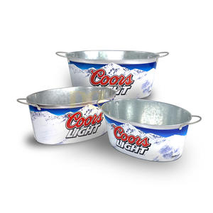 Seau à glace antirouille anti-fuite de soudage deux poignées latérales Champagne réfrigéré métal galvanisé étain bière vin support de stockage de glace - Product Image 1