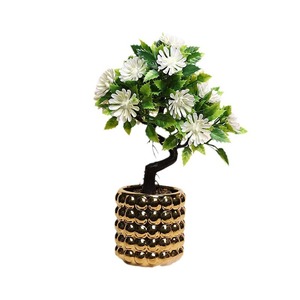 Arbre à monnaie artificiel Jinhe 8X8X25CM, vase en céramique violet, fleurs en soie, décoration d'intérieur - Product Image 4