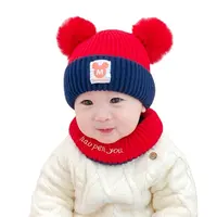 Topi Wol Hangat Bayi Laki-laki dan Perempuan, Topi Rajut Kubah Bola Rambut Ganda Mewah Musim Gugur dan Musim Dingin