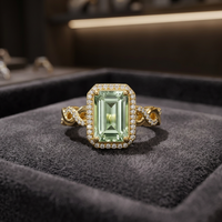 Bague de mariage Gourik en argent sterling 925 plaqué or avec améthyste verte, style géométrique tendance bohème, bande torsadée avec pierre en zircon pour femme