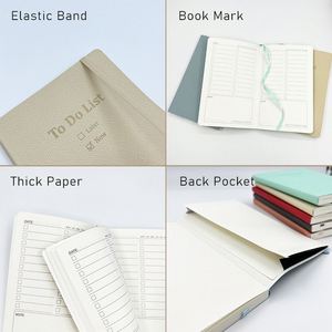 Carnet de notes multi-couleurs pour liste de tâches, carnet A5 en cuir PU, couverture rigide, agenda portable, logo personnalisé, personnalisable - Product Image 2