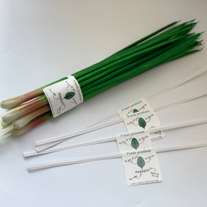 Etiqueta de papel impresa personalizable, corbata torcida para frutas y verduras frescas, espárragos, brócoli, puerro, cebolla, zanahoria, paquete - Product Image 1