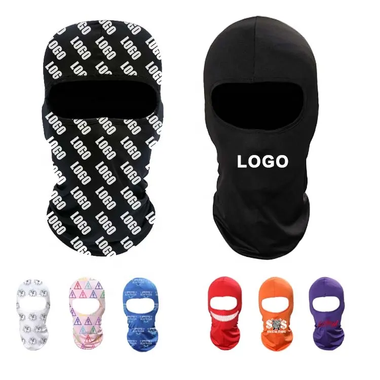 low MOQ Windproof custom logo printing winter hats silk motorcycle ski face mask balaclava