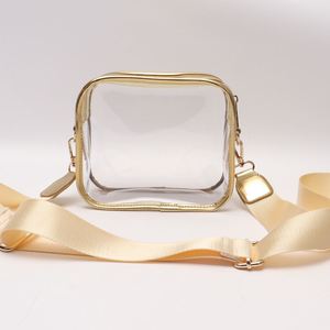 Sac à bandoulière en PVC pour femme, personnalisé, doré, sac messager, organisateur portable, fermeture éclair étanche, été/printemps/automne/hiver - Product Image 2