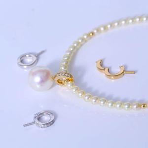 Colgante de Plata S925 con Cuentas Redondas de 8-13 mm, Accesorios para Perlas DIY, Hebilla de Colgante Vacía y Fornitura Simple para Collar 30935 - Product Image 1