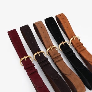 <span class=keywords><strong>Ceinture</strong></span> large vintage pour <span class=keywords><strong>femme</strong></span>, nouveau style Hong Kong, en cuir de vachette et <span class=keywords><strong>velours</strong></span>, avec boucle en cuivre, accessoire de mode haut de gamme pour manteaux, robes et taille. - Product Image 5