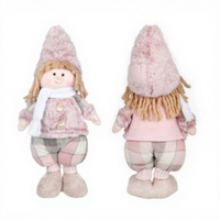 Nouvelle poupée de Noël en peluche rose très vendue avec écharpe et bonnet tricotés, accessoires, décorations, cadeaux de Noël pour enfants