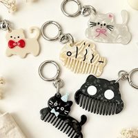 Draagbare schattige cartoon tasbedel van acetaat, kat, fruit, dierenvorm, mini-kam sleutelhanger hanger voor promotionele geschenken groothandel