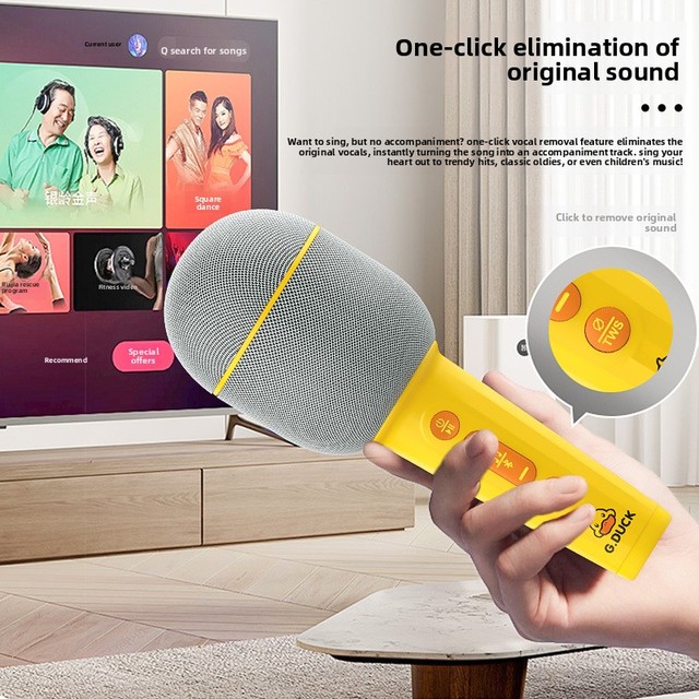 Little Yellow Duck All-in-One ABS Cardioid for Portable Microphone Speaker for TV/Phone Home Karaoke Wireless Children