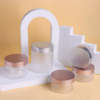 50ml 80ml 100ml 120ml 150ml 200ml 250ml 4oz 8oz clair givré large bouche cosmétique conteneur PET pots en plastique avec couvercle en or rose