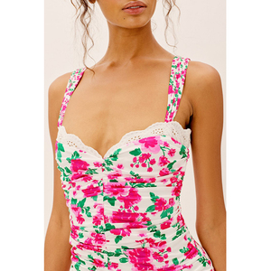 Modello personalizzato arricciato increspato ruffle floreale mini abiti sottoveste - Product Image 3