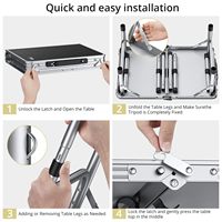 Table de camping pliante en aluminium, hauteur réglable, avec poignée de transport, légère, portable, imperméable, pour pique-nique en plein air