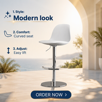 Tabouret de bar moderne minimaliste en métal avec dossier, hauteur réglable, accoudoirs rotatifs, base ronde en métal, usage domestique et commercial