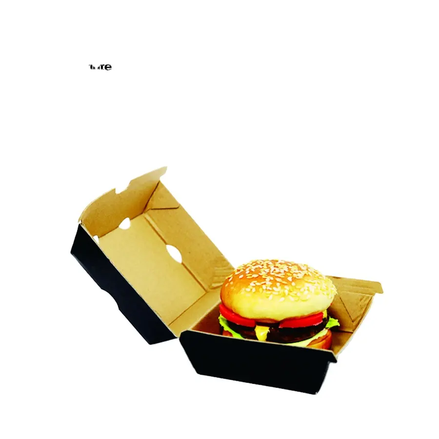 Carton universel jetable en papier kraft Boîte de nourriture à emporter Boîtes à hamburger en papier