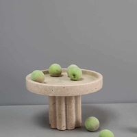 Plateau de service et de présentation en travertin beige de luxe pour la maison et l'hôtel, idéal pour le rangement de bijoux