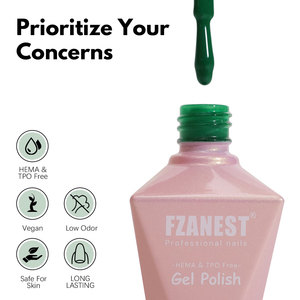 Set Professionale di Smalto Gel FZN TPO Free, Kit Gel UV Senza HEMA Colore Verde per Uso in Salone e Domestico, Prezzo all'Ingrosso con Custodia - Product Image 3