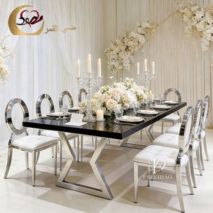 Luxury Wedding Stainless Steel Base MDF Top Contemporary Design Customizable Rectangle Shape Dinner <b>Table</b> Hotel Home Furniture - Product Image 4