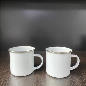 Blanc bricolage blancs sublimation enduit 11oz 12oz émail Camping étain émaillé Sublimation tasse pour Happy <span class=keywords><strong>Camper</strong></span> - Outdoor - Product Image 1