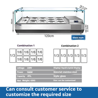 Réfrigérateur de préparation de salades de qualité commerciale 160L avec support pour bacs Gastronorm, unité de garniture de pizza de comptoir pour la restauration, les franchise et les buffets