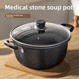 <span class=keywords><strong>Olla</strong></span> para Sopa Antiadherente con Textura de Piedra Maifan, 5 Capas de Hierro Fundido, Asa con Aislamiento Térmico para Cocinar en Familia - Product Image 1