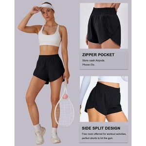 FOXA Pantalones cortos para correr para mujer, elásticos, de cintura alta, con bolsillos, pantalones cortos deportivos de secado rápido, longitud de 2,5 pulgadas - Product Image 5