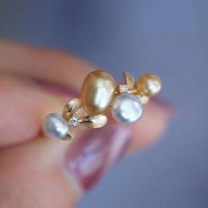 Support de bague vide en argent S925 pour bijoux DIY, multi-perles, avec incrustation de diamants taillés pour perles rondes de 3-4 mm 10497 - Product Image 2