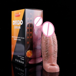 2024 New Styles Realistic Penis Sleeve Silicone Reusable Condoms Cock <b>Rings</b> Extender Sleeve With Anti-drop <b>for</b> <b>Men</b> Enlargement - Product Image 3