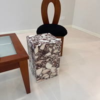 Table basse en marbre Calacatta Viola naturel, socle cube, table d'appoint de luxe pour salon, villa, hall d'entrée, décoration, meubles de luxe