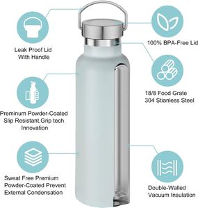 Custom Logo Double Wall Wide Mouth 304 Stainless Steel Water Bottle Insulated Thermos <b>Flask</b> 500ml 1000ml - Product Image 5