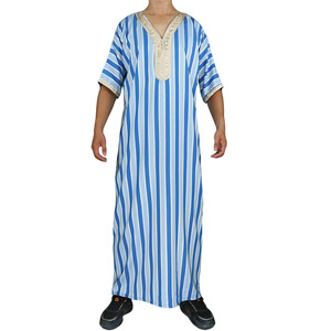 Vêtements arabes islamiques pour hommes, <span class=keywords><strong>Djellaba</strong></span>, Abaya de Dubaï, Kaftan musulman, Caftan du Moyen-Orient, Robe ample décontractée à capuche rayée, Jubba, Thobe - Product Image 2