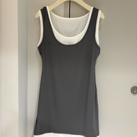 Robe Courte Élégante Sans Manches Amincissante pour Femme, Style Patchwork, Idéale pour le Bureau et la Ville