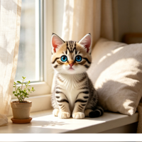Peluche douce en forme de chat Gaffey avec détails brodés