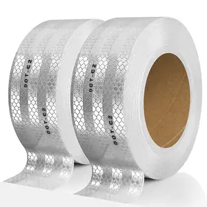high intensity white or silver reflective tape, DOT-C2 Waterproof Adhesive conspicuity tape for trailer, outdoor, cars, trucks