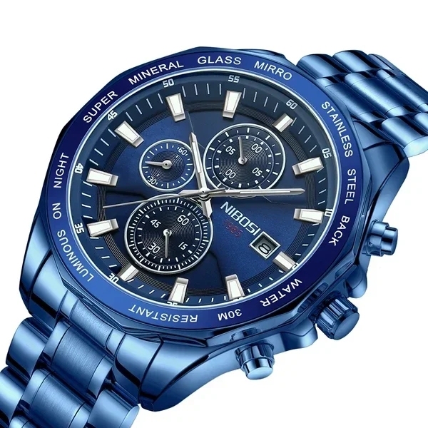 Nibosi 2599 Fashion Brand Quartz Mens Wristwatches Stainless Steel Clock Waterproof Man Wrist Watch for Men Montre Reloj Relogio