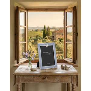 Beltrami Photo <b>Frame</b> <b>5x7</b> Silver Plated With Ribbon Detail Made In Italy - Product Image 2