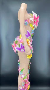 NOVANCE 2022 Ideas de nuevos productos Adornos de cristal Vestidos de flores coloridos para niñas <span class=keywords><strong>Vestido</strong></span> sexy con <span class=keywords><strong>espalda</strong></span> <span class=keywords><strong>descubierta</strong></span> y hombros - Product Image 3