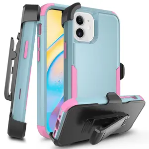 Heavy Duty Military Shockproof 3 In 1 Mobile Phone Cover For Apple IPhone 11 12 13 14 Pro Max Armor Phone Case With Belt Clip