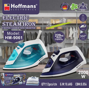 Plancha Profesional Hoffmans de 2000W con Suela de Cerámica y Filtro Antiincrustaciones para el Mercado Africano, Modelo Hoffmans HM-9061 - Product Image 2