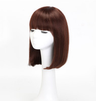 LONGFOR Perruques 100% Cheveux Humains Remy Véritables, Perruque Bobo Longue et Droite, Nouée à la Main, Base en Soie Chinoise, Fournisseur de Confiance