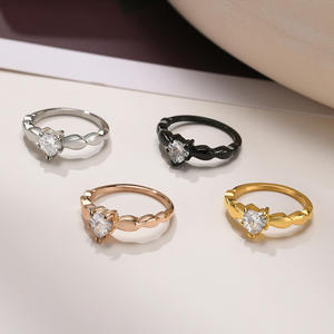 Baja nirkarat tahan air Bling zirkonia kubik wanita janji cincin pernikahan Multi warna cantik berbentuk hati cincin CZ - Product Image 1
