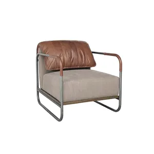 Nieuwe Collectie Retro Pu Lederen Sofa Set Meubels Vintage Real Lederen Sofa Metalen Benen Man-Made Lederen Bank