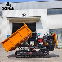 OKEMAN 1,5 Tonnen Handgeführter Mini-Raupentransporter Gummiketten-Dumper Traktor-Lader Benzinbetrieben für Gemüsegarten